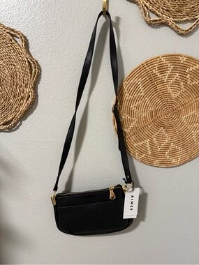 NWT Aimee Black Leather Crossbody Bag